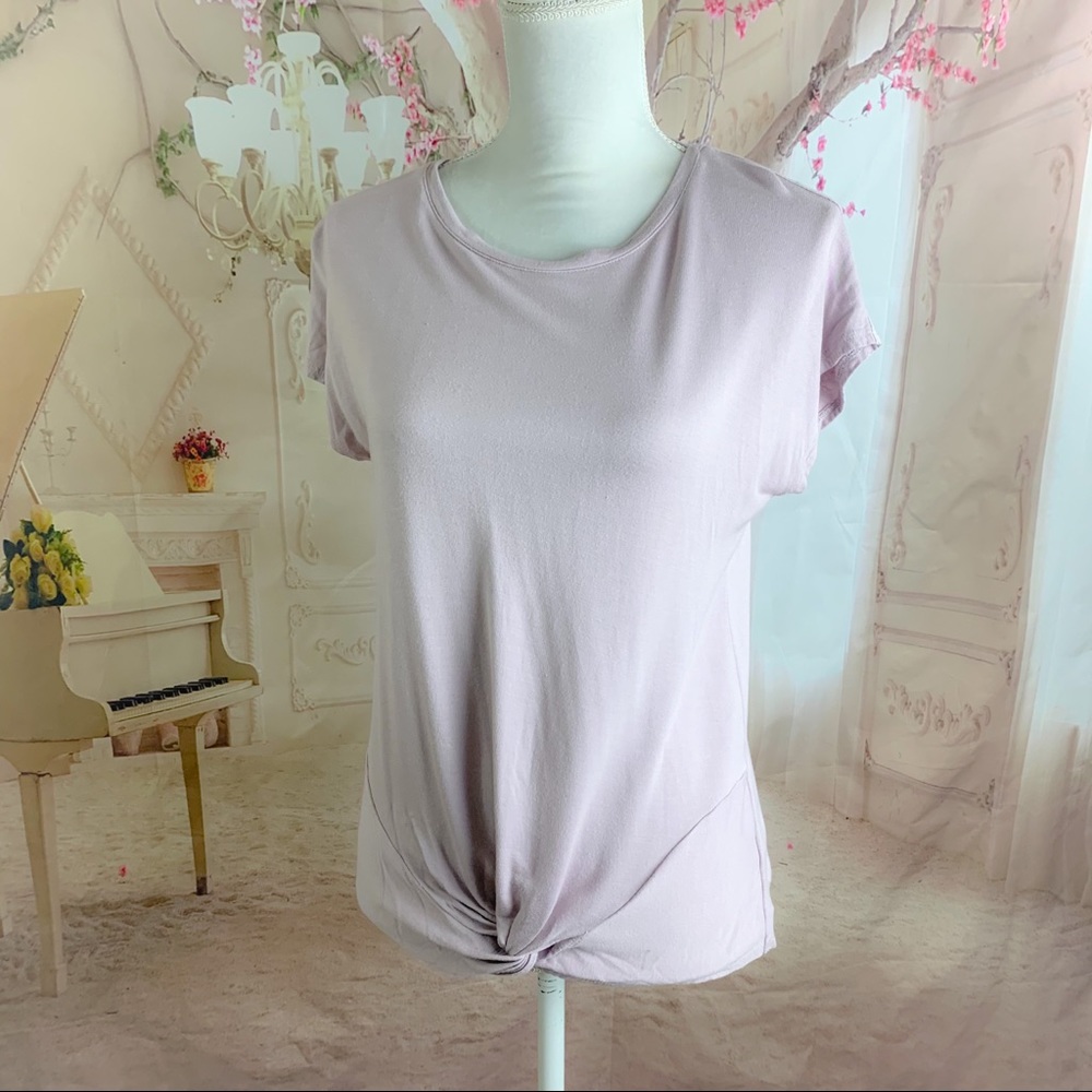 Tahari Round Neck Lavender Tee Shirt